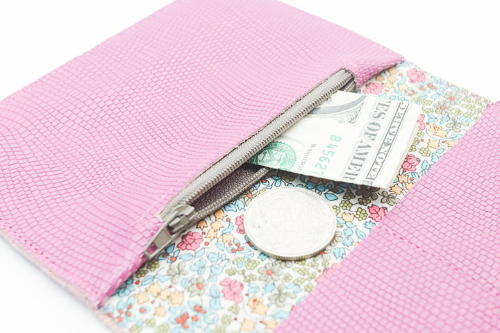 purple leather wallet for women