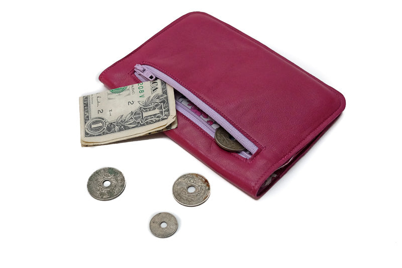 wallet pink leather woman