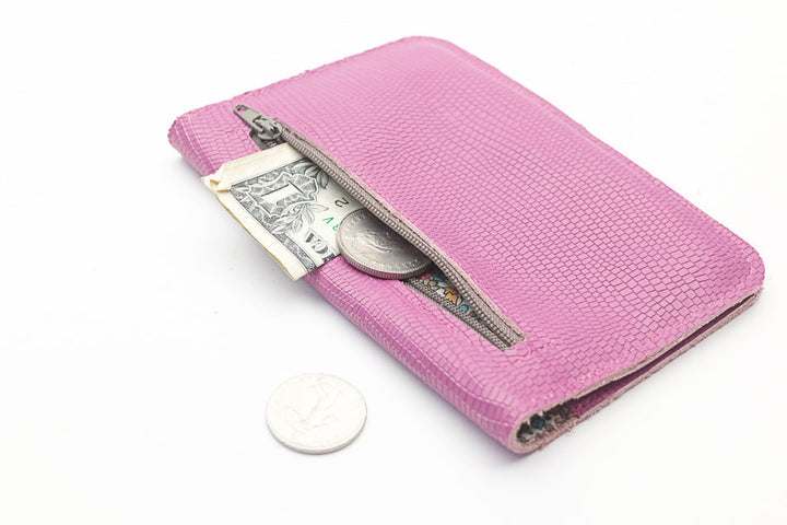 pink leather wallet for women