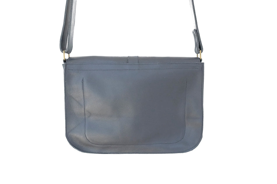 Blue handbag crossbody leather