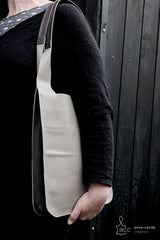 Brown leather tote bag