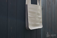 Brown leather tote bag