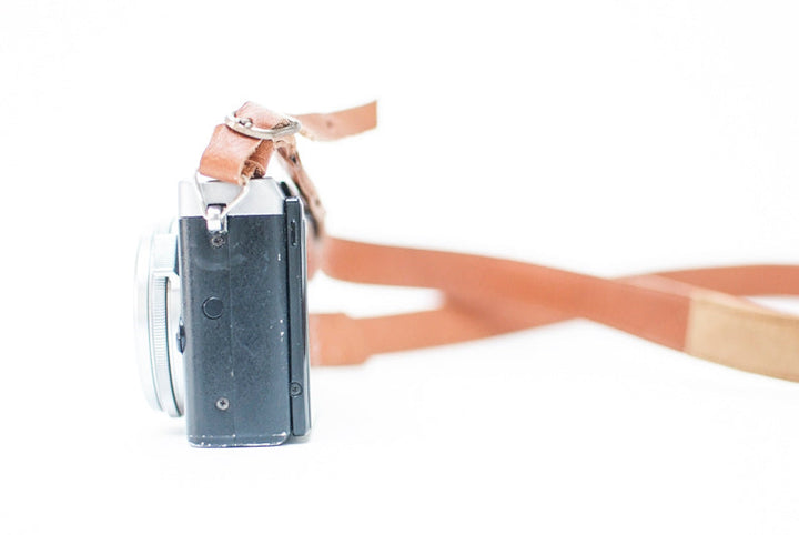 Short camera fuji leather brown leather