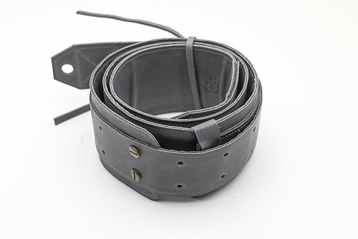 Sangle de guitare en cuir gris