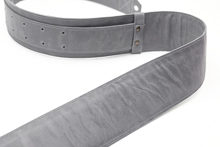 Sangle de guitare en cuir gris