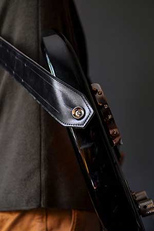 Guitar strap custom black leather
