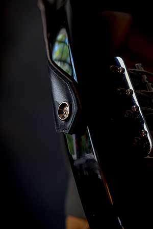 Guitar strap custom black leather