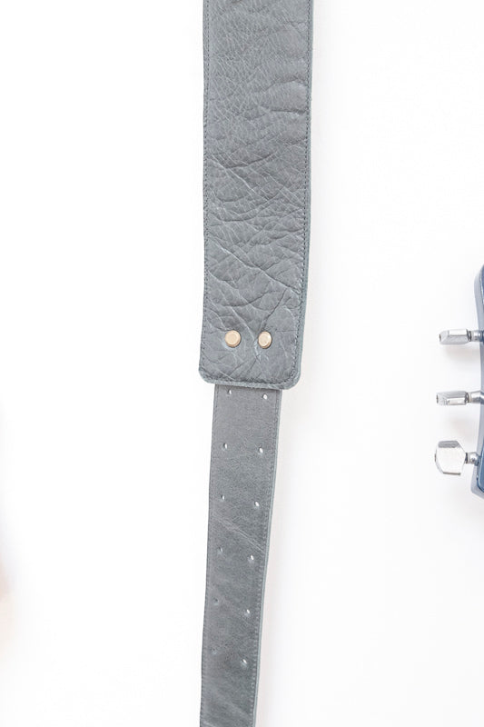Green leather guitar strap