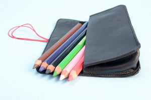 trousse crayon en cuir noire