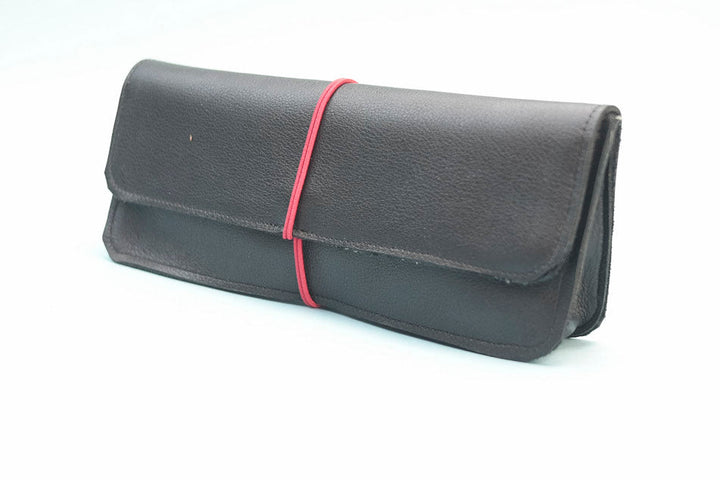 trousse crayon en cuir noire