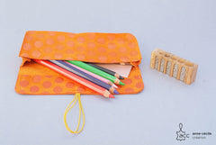 trousse crayon en cuir orange