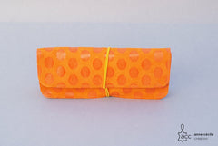 trousse crayon en cuir orange