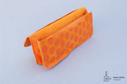 trousse crayon en cuir orange
