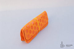 trousse crayon en cuir orange