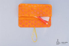 trousse crayon en cuir orange