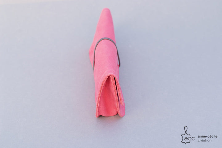 trousse crayon en cuir rose